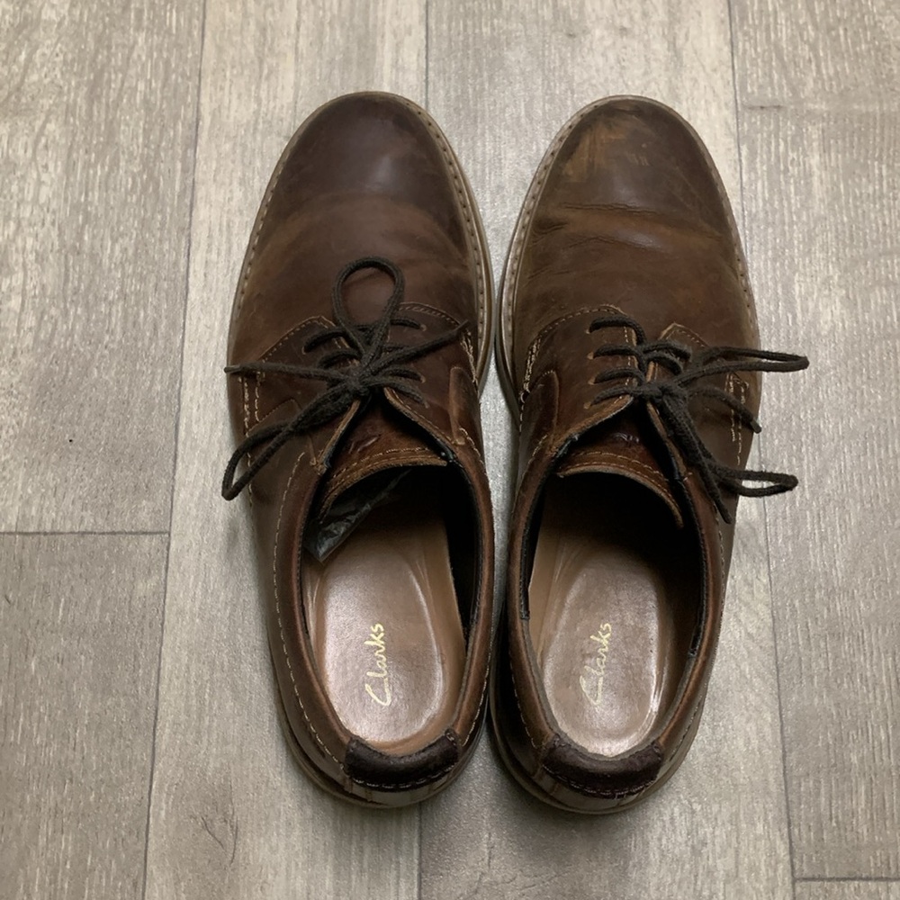 Mens Clarks Atticus Lace Up Distressed Leather Cause Oxford Shoes - Picture 5 of 9